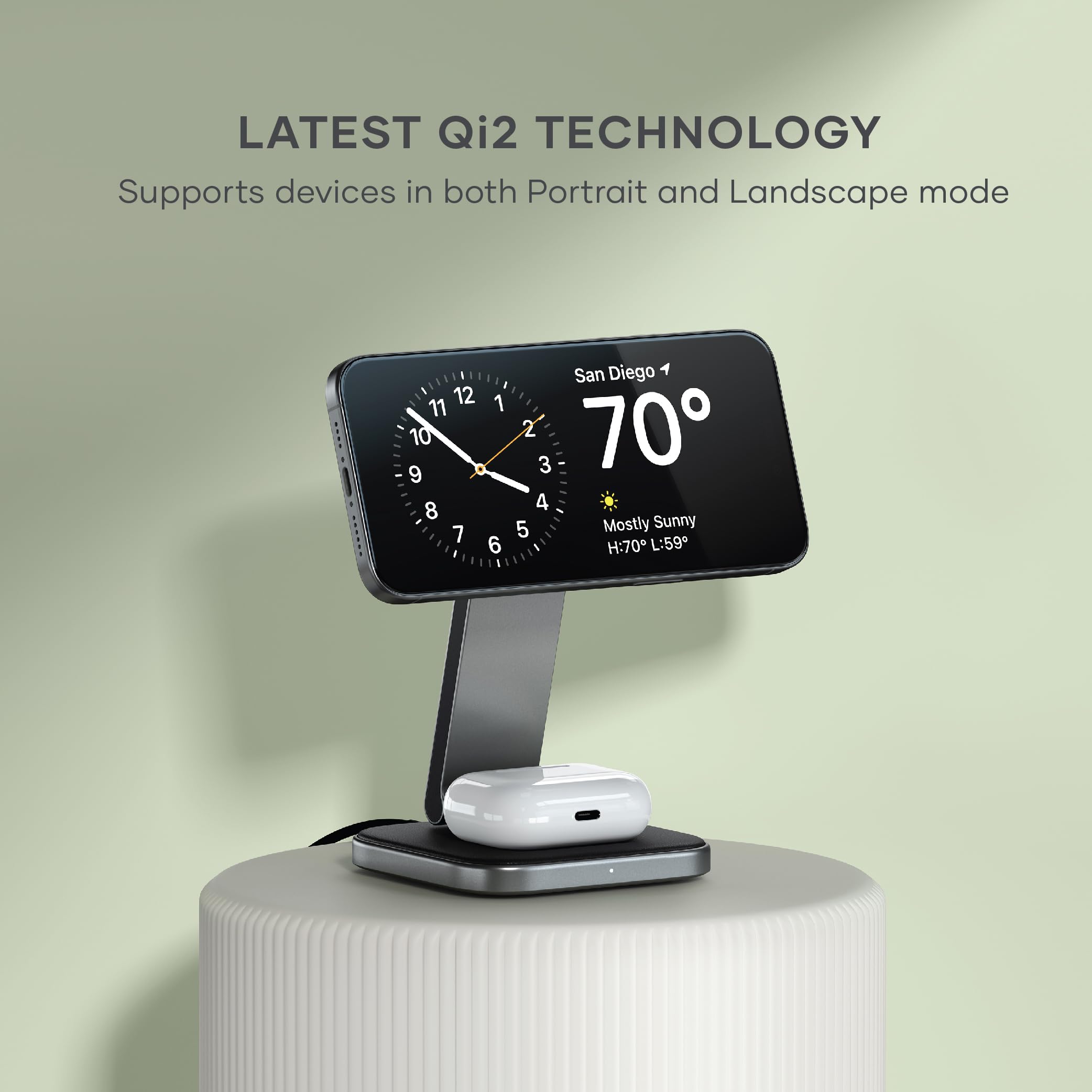 Satechi 2 in 1 Wireless Charger, Qi2 15W Dual Wireless Charger Stand, Magnetic, Foldable Travel Charger Station for iPhone 17 to 12 Series, and AirPods Pro 4/3/2 - Image 3