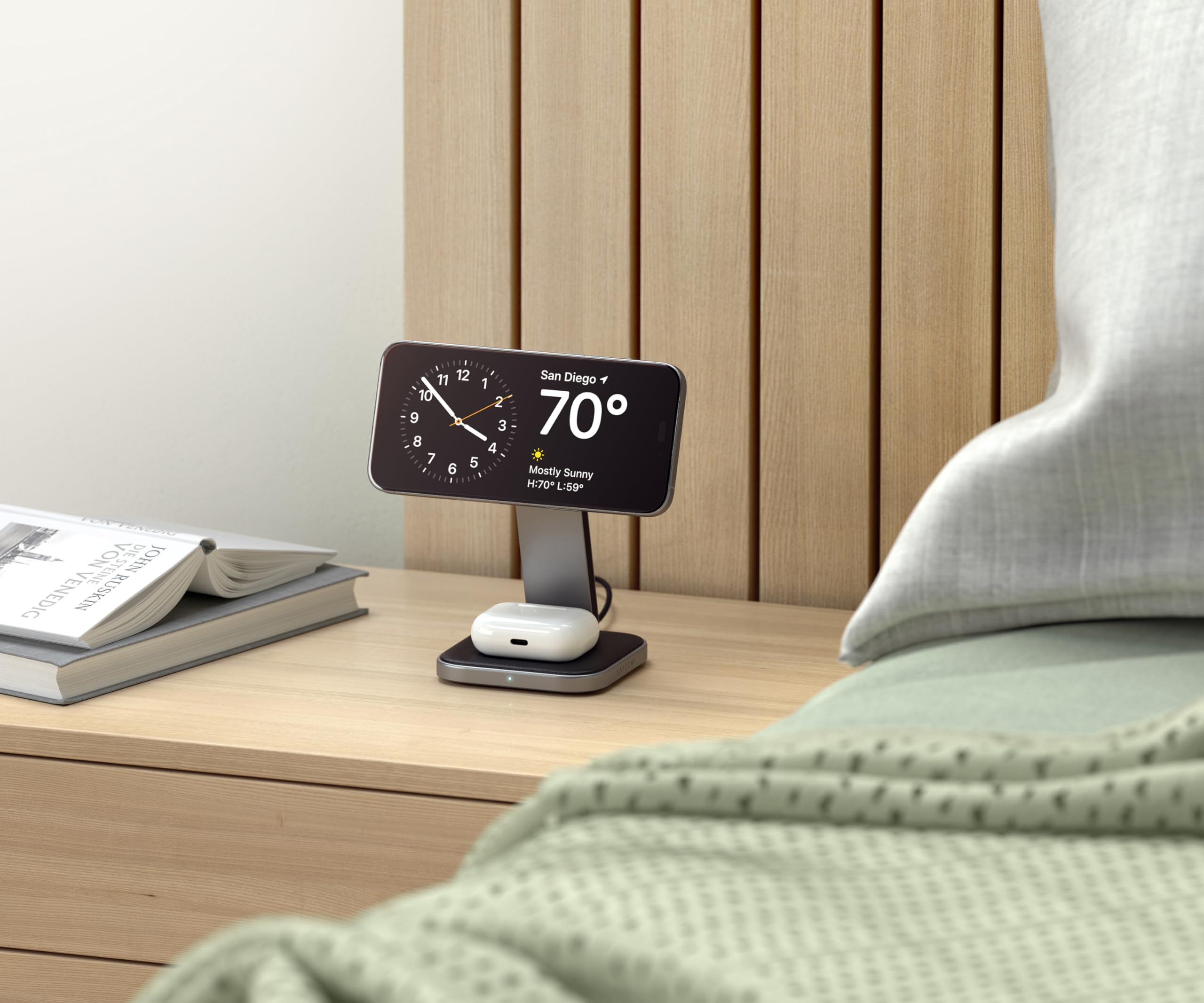 Satechi 2 in 1 Wireless Charger, Qi2 15W Dual Wireless Charger Stand, Magnetic, Foldable Travel Charger Station for iPhone 17 to 12 Series, and AirPods Pro 4/3/2 - Image 6