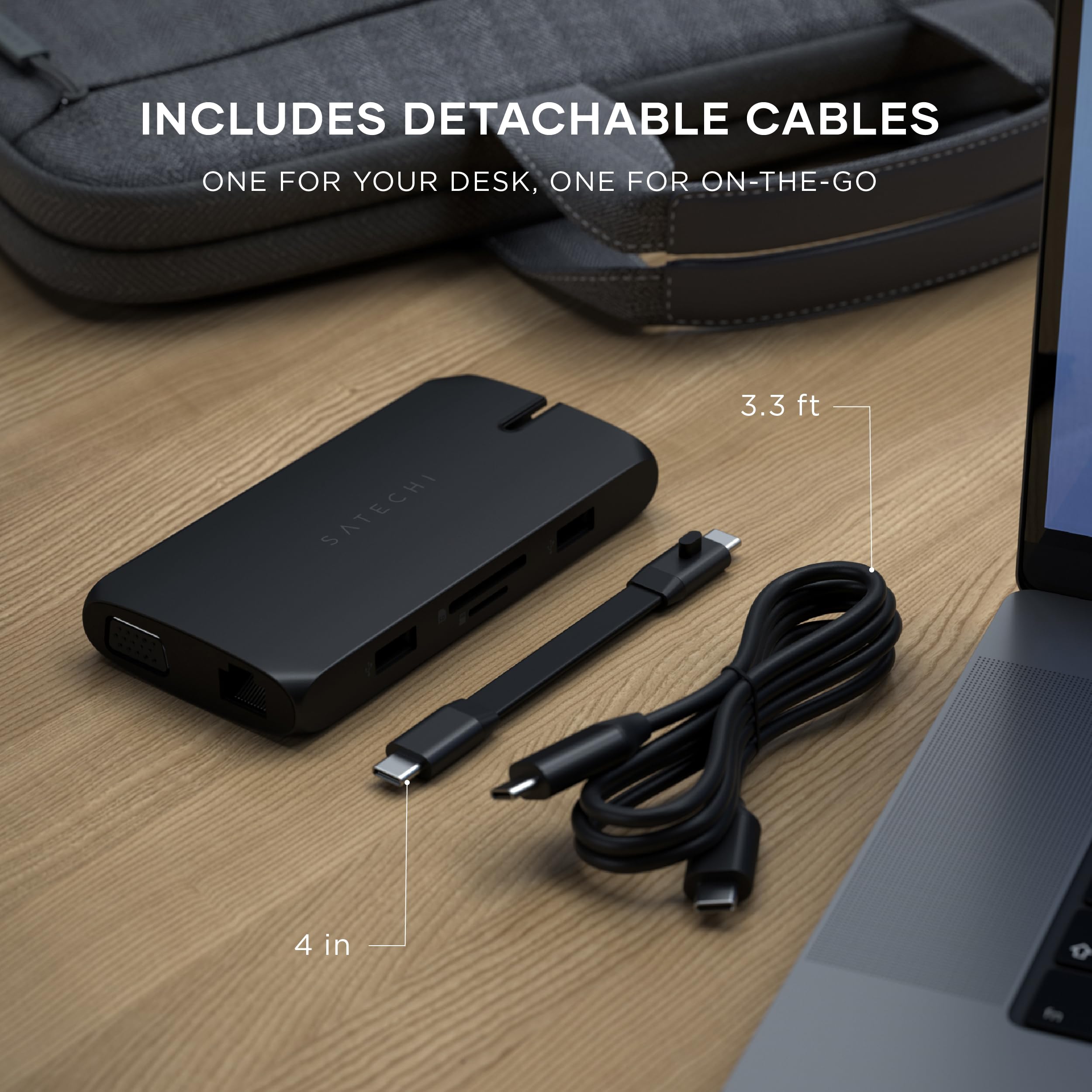 SATECHI 9 in 1 USB C Hub, Multiport Adapter with HDMI 4K, Ethernet, USB-A 3.0, SD/Micro SD Readers, for MacBook Pro/Air M2/M1, iPad Pro/Air M2/M1, Mac mini M2, iMac M1 - Black - Image 6