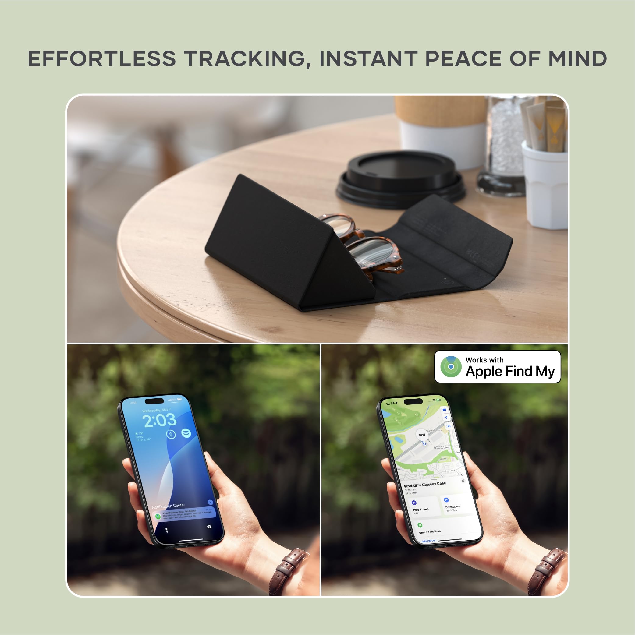 Satechi FindAll with Find My, Keychain & Glasses Case, Wireless Rechargeable, Location Tracker - Black - Image 9