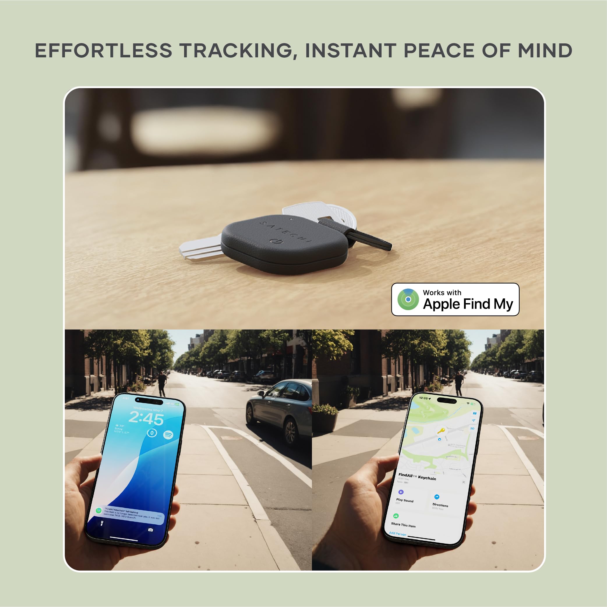 Satechi FindAll with Find My, Keychain & Glasses Case, Wireless Rechargeable, Location Tracker - Black - Image 3