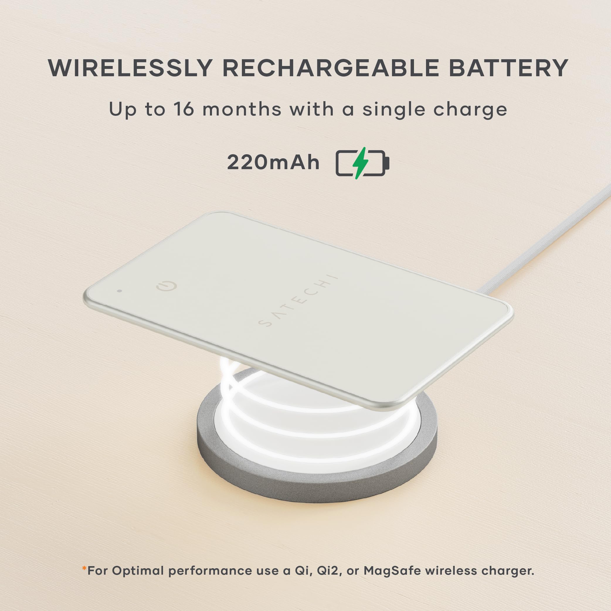 Satechi FindAll with Find My, Wallet Card & Keychain & Luggage Tag, Wireless Rechargeable, Location Tracker - Sand - Image 4