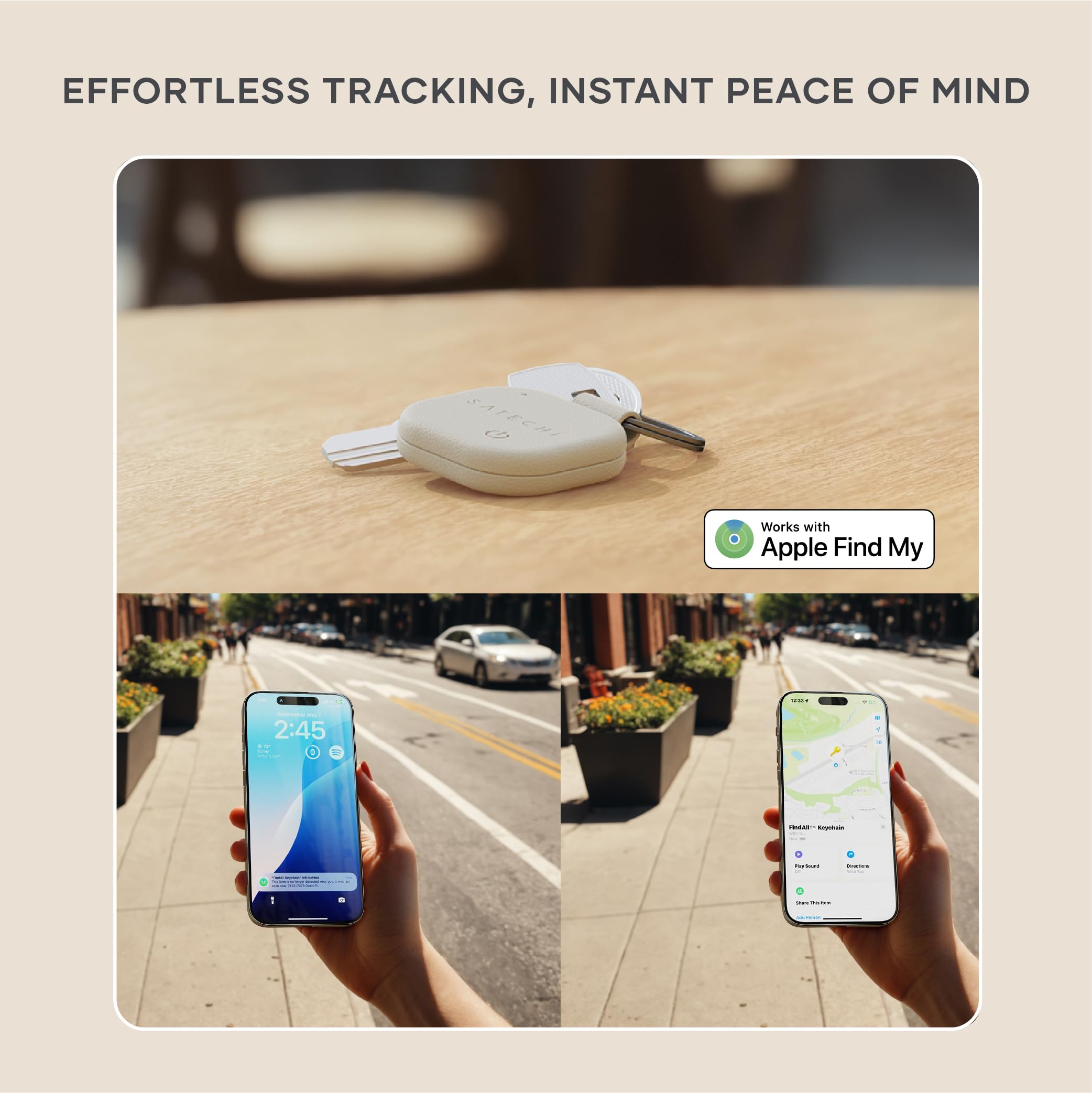 Satechi FindAll with Find My, Wallet Card & Keychain & Luggage Tag, Wireless Rechargeable, Location Tracker - Sand - Image 5