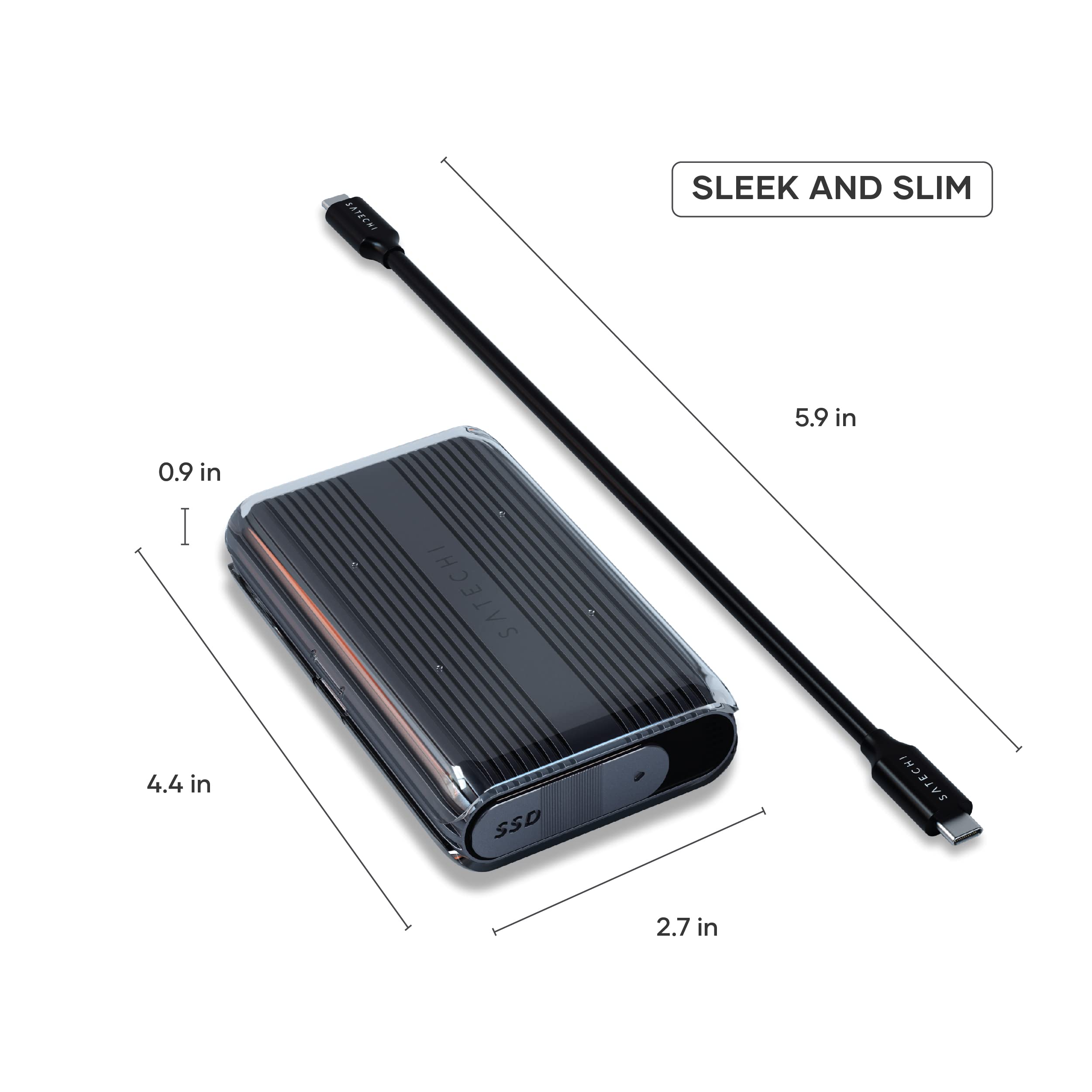 Satechi M.2 Enclosure, USB4 NVMe SSD Pro Enclosure, 40Gbps, up to 16TB, Aluminum Enclosure with Silicone Pin, Polycarbonate Casing, USAP SSD Trim for Sizes 2280/2260/2242/2230mm (SSD Not Included) - Image 5