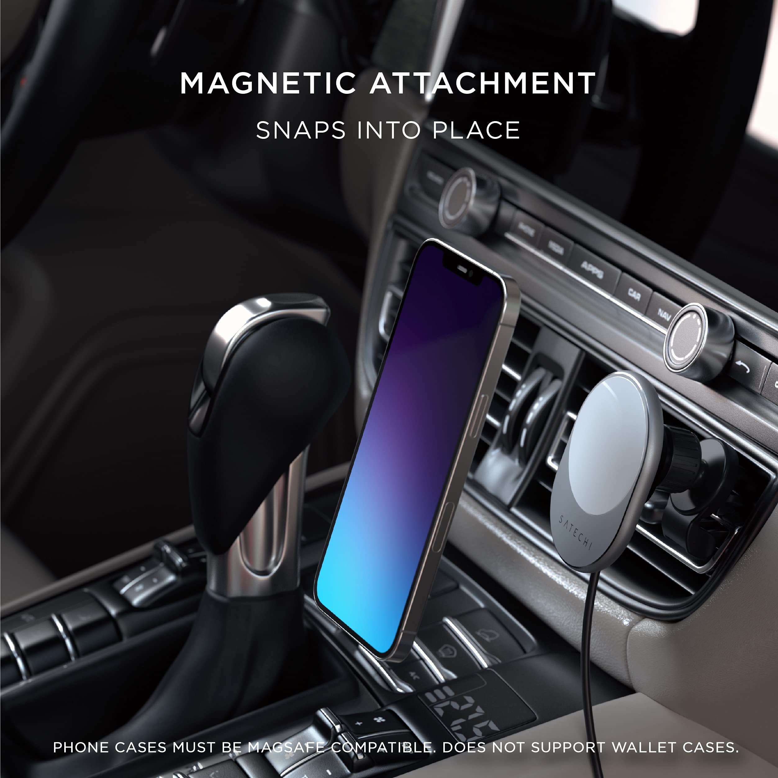 Satechi Magnetic Wireless Car Charger (Qi Wireless Charging) 7.5W Air Vent Mount - Compatible with iPhone 16 Pro Max/16 Pro/16/16 Plus, iPhone 15 Pro Max/15 Pro/15/15 Plus and More - Image 3