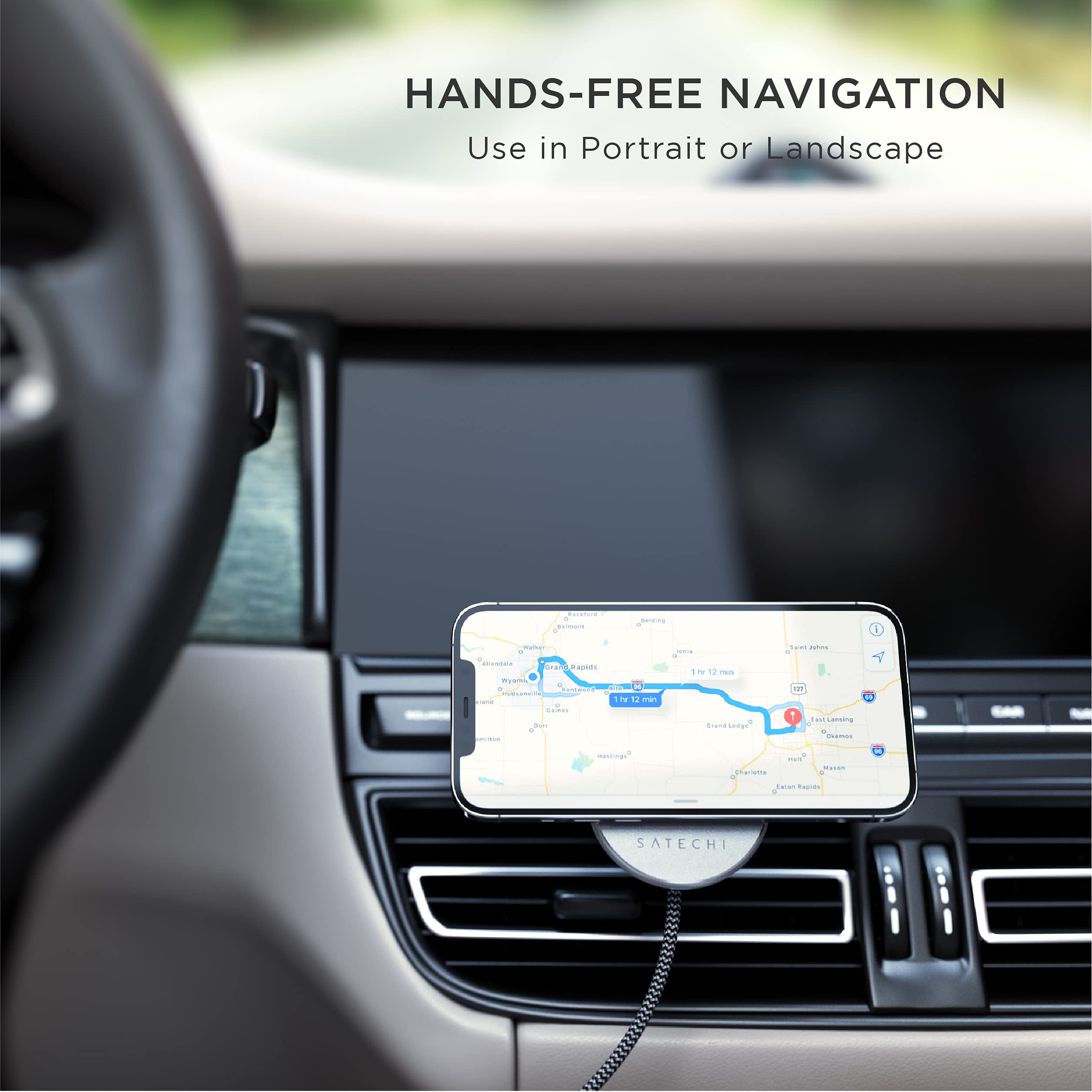 Satechi Magnetic Wireless Car Charger (Qi Wireless Charging) 7.5W Air Vent Mount - Compatible with iPhone 16 Pro Max/16 Pro/16/16 Plus, iPhone 15 Pro Max/15 Pro/15/15 Plus and More - Image 4