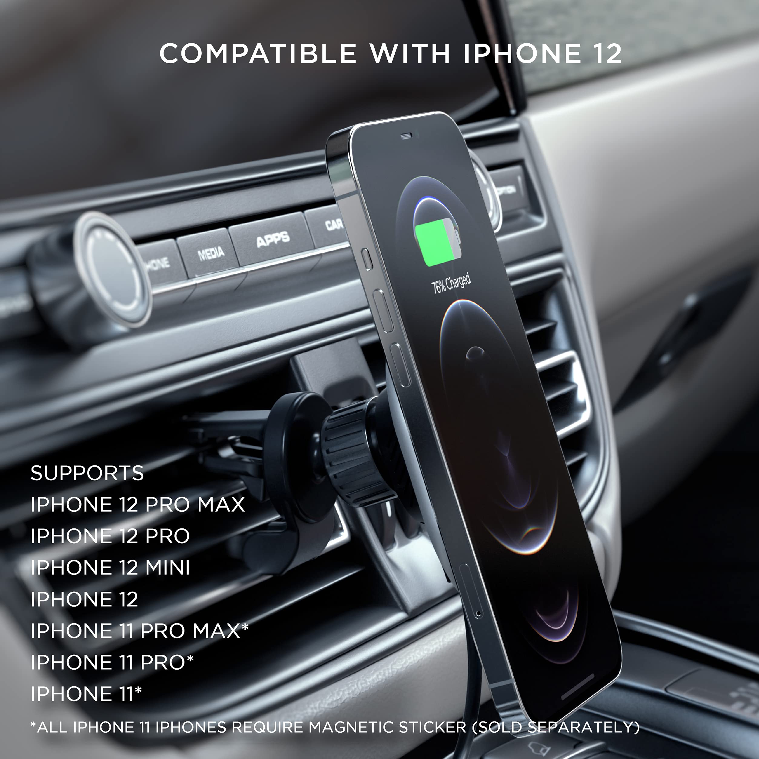 Satechi Magnetic Wireless Car Charger (Qi Wireless Charging) 7.5W Air Vent Mount - Compatible with iPhone 16 Pro Max/16 Pro/16/16 Plus, iPhone 15 Pro Max/15 Pro/15/15 Plus and More - Image 6