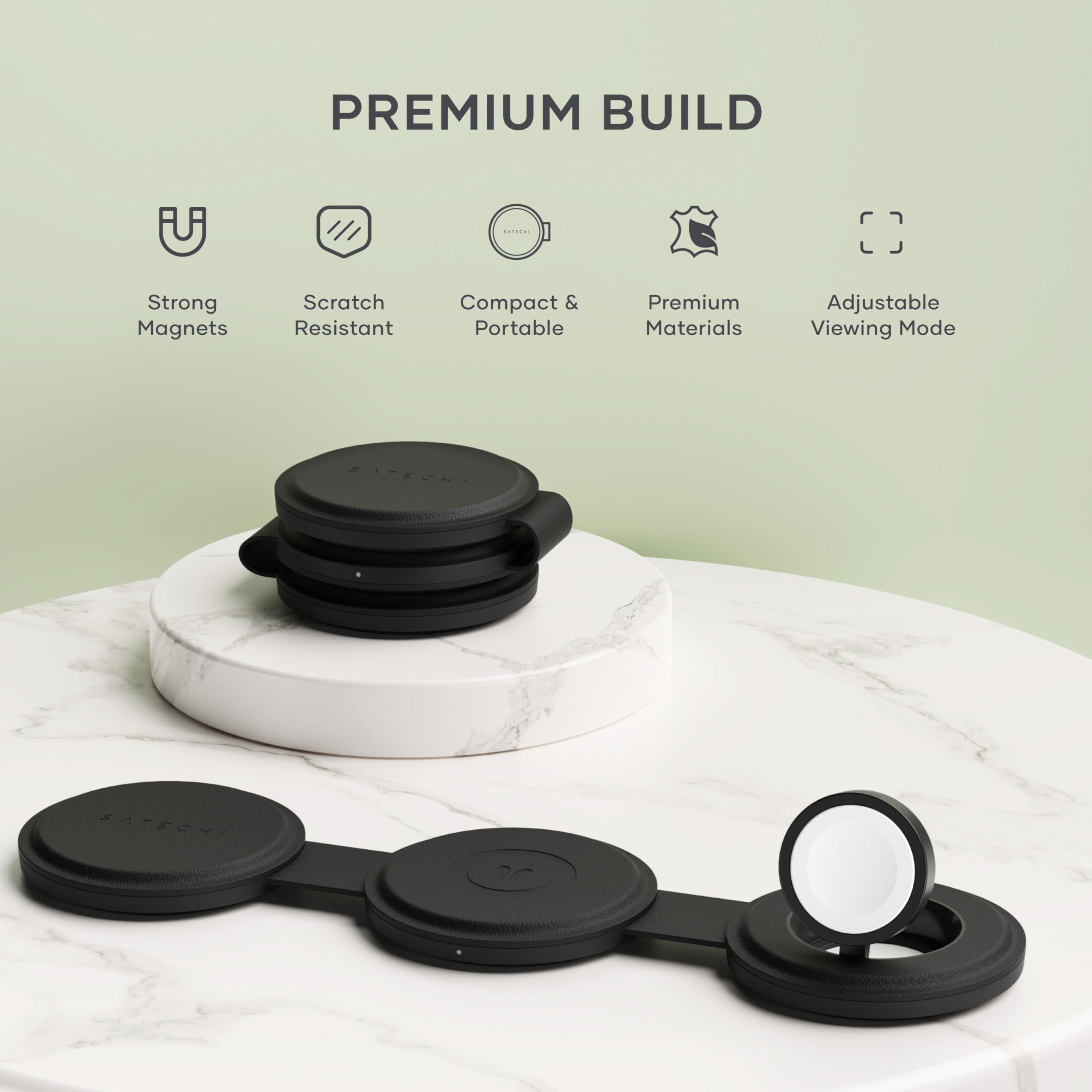 Satechi OntheGo™ 3 in 1 Wireless Charger, Qi2 Portable Charger with 15W Fast Charging for iPhone 17 to 12 Series, 5W for Apple Watch, and 5W for AirPods, Magnetic Travel Charging Station – Black - Image 5