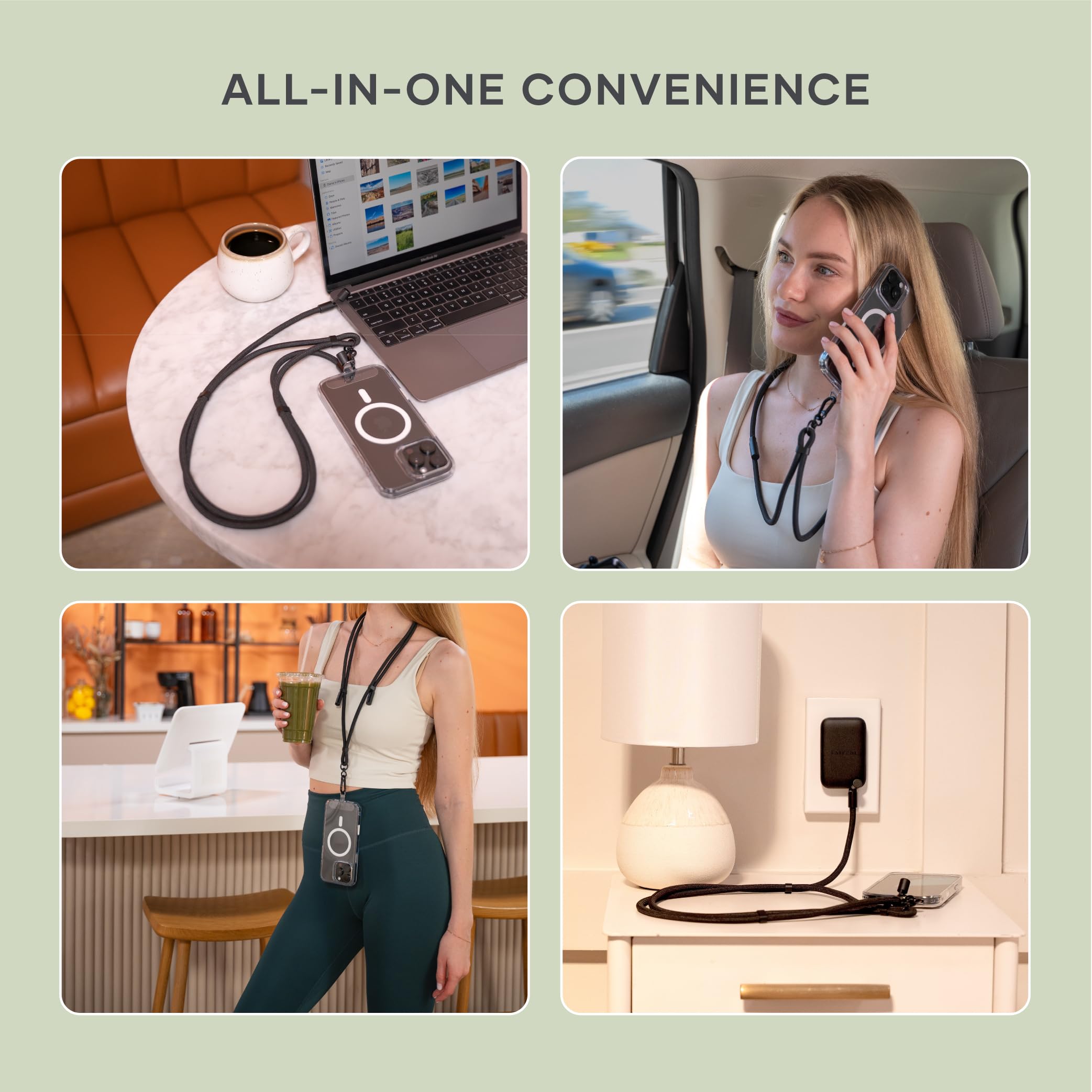 Satechi OntheGo USB-C Lanyard Cable, 60W Fast Charging, 480Mbps Data Transfer, Built-in Crossbody Strap, Adjustable 1.5m / 4.9ft Braided Cord, USB-C to USB-C Cable for iPhone, Android – Black - Image 7