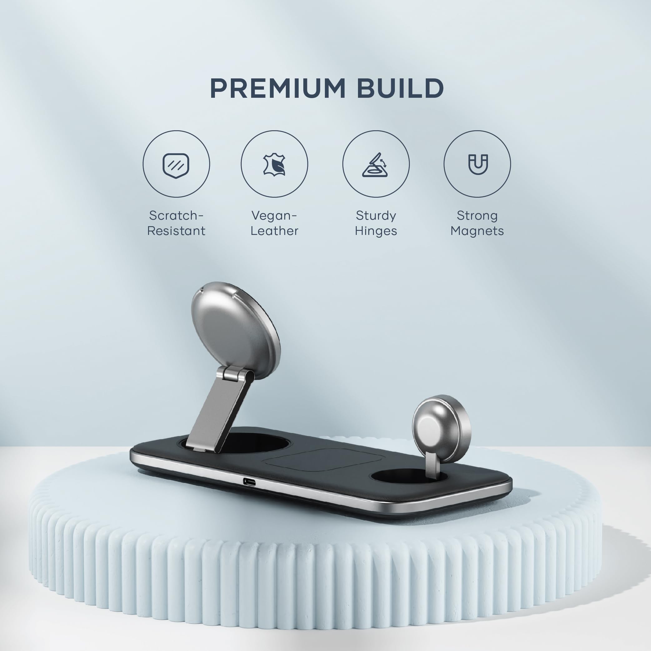 Satechi Qi2 Trio Wireless Charging Pad, 3 in 1 Wireless Charging Station, Qi2 15W Fast Charger for iPhone 17/16/15/14/13/12, 5W for AirPods and 5W for Apple Watch - Image 6