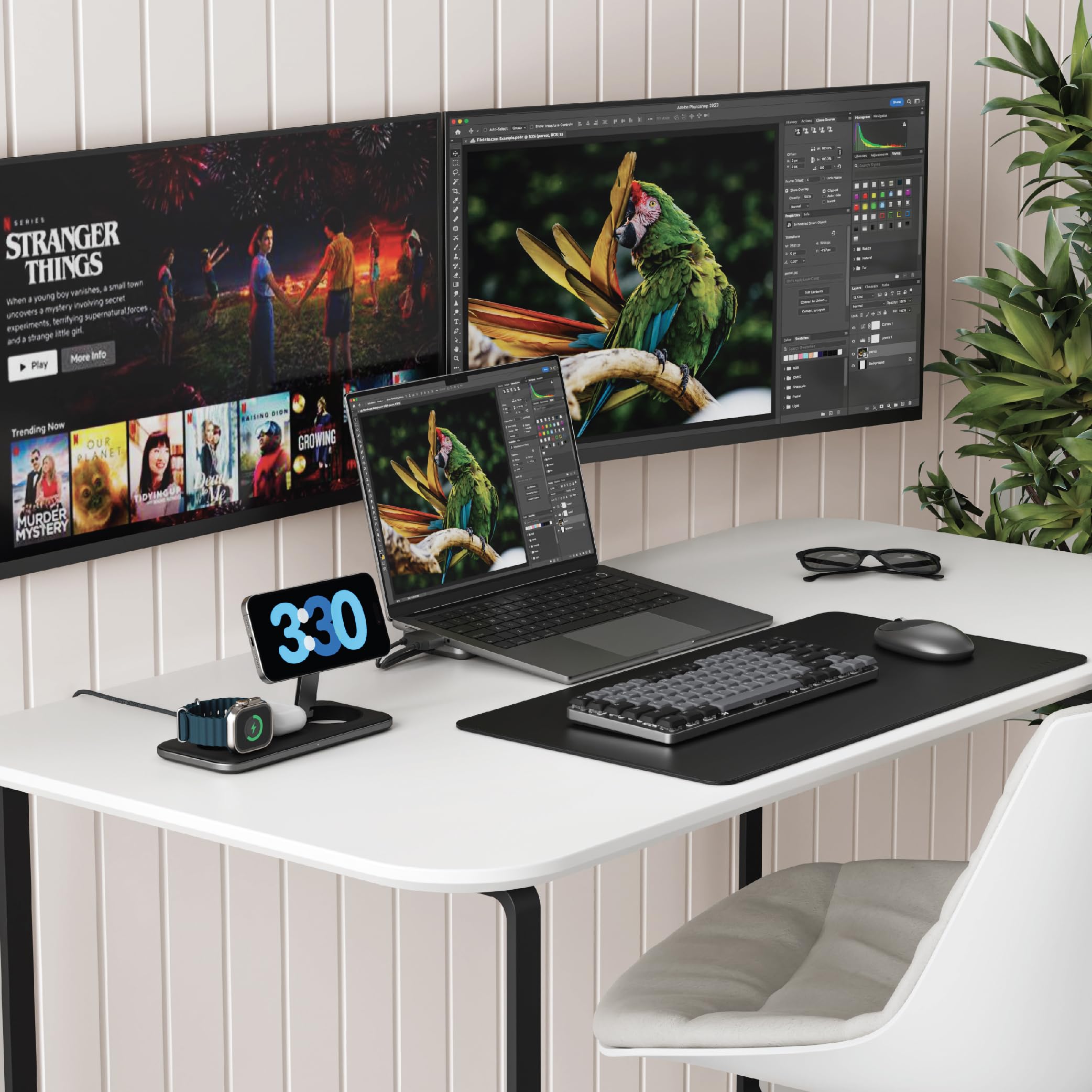 Satechi Qi2 Trio Wireless Charging Pad, 3 in 1 Wireless Charging Station, Qi2 15W Fast Charger for iPhone 17/16/15/14/13/12, 5W for AirPods and 5W for Apple Watch - Image 8