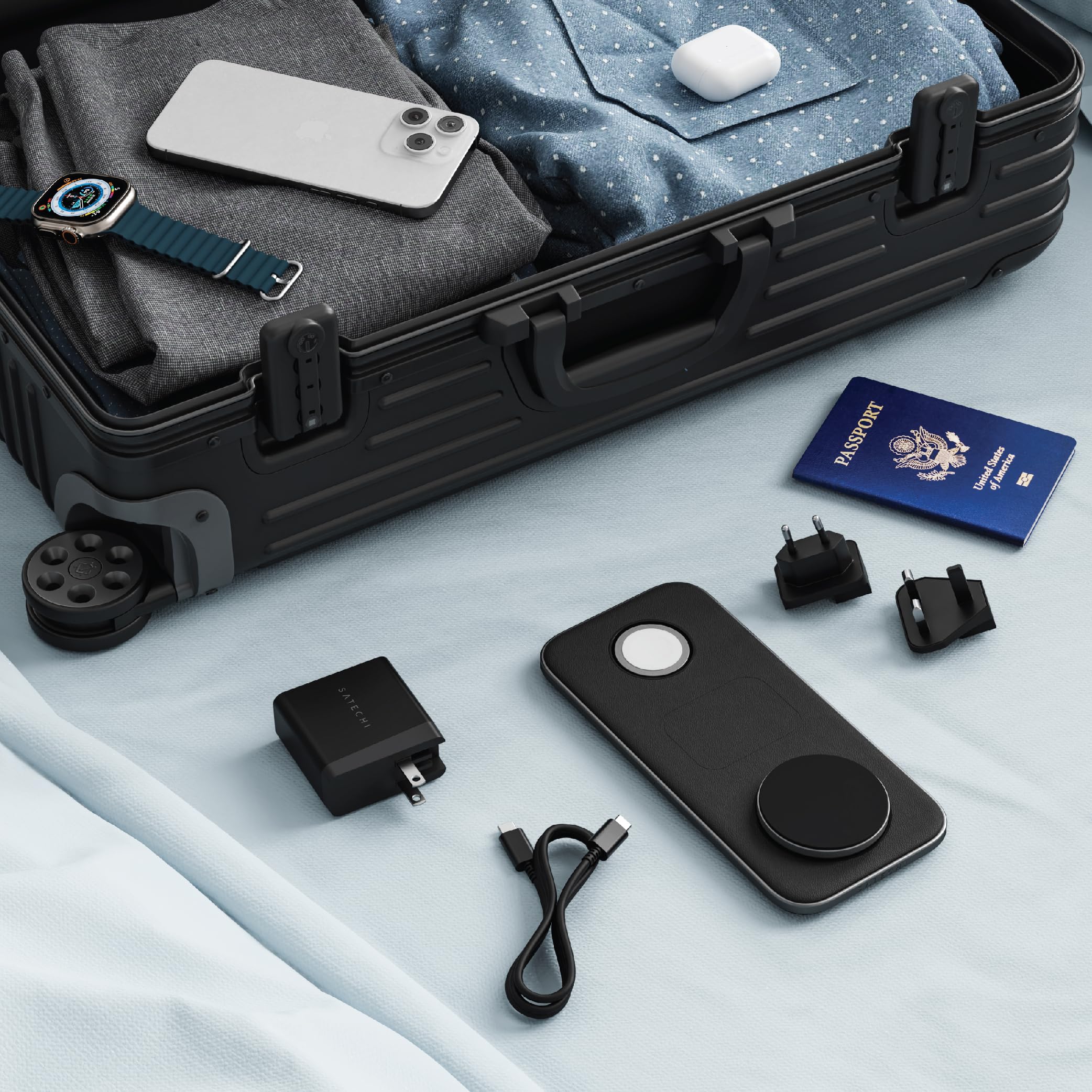 Satechi Qi2 Trio Wireless Charging Pad, 3 in 1 Wireless Charging Station, Qi2 15W Fast Charger for iPhone 17/16/15/14/13/12, 5W for AirPods and 5W for Apple Watch - Image 9