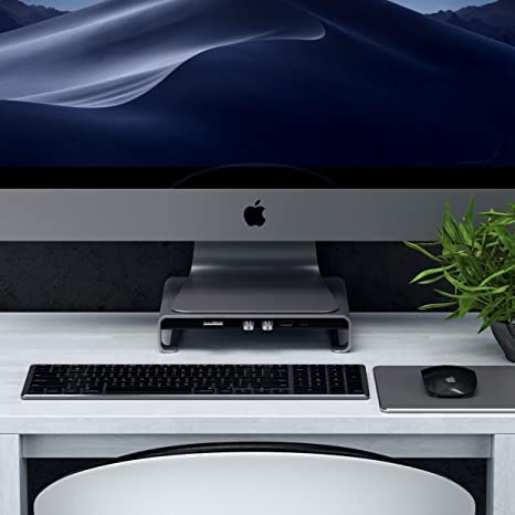 SATECHI Type-C Aluminum Monitor Stand Hub with USB-C Data, USB 3.0, Micro/SD Card Slots & 3.5mm Headphone Jack - for Apple Studio Display, iMac, iMac Pro (Space Grey) - Image 8