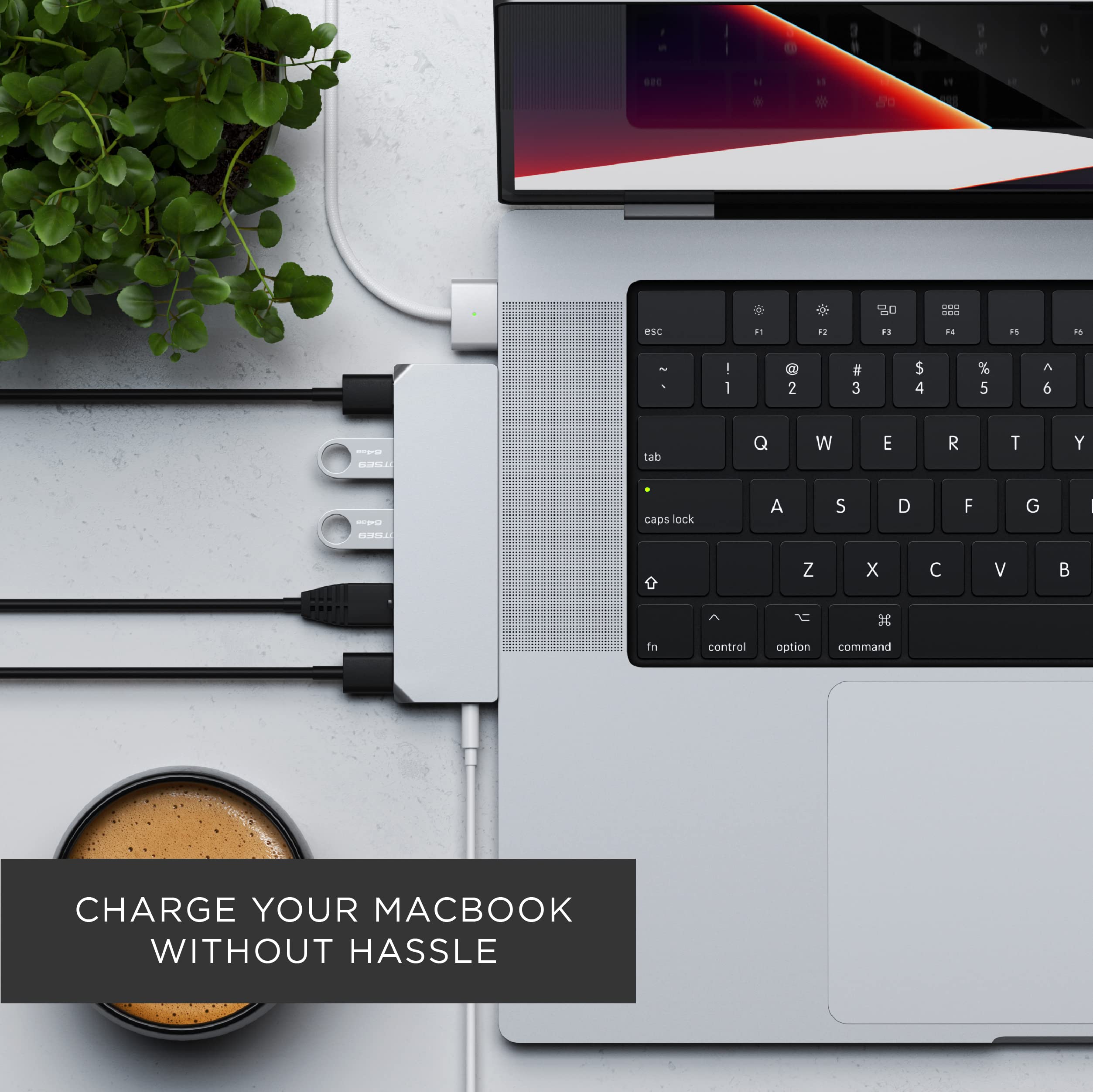 Satechi USB C Hub Multiport Adapter Pro Hub Mini, USBC Dongle with USB4 Port, USB C Data, 2 USB-A Data, Ethernet, Audio Jack, for MacBook Air/Pro M5/M4/M3/M2/M1 - Silver - Image 3