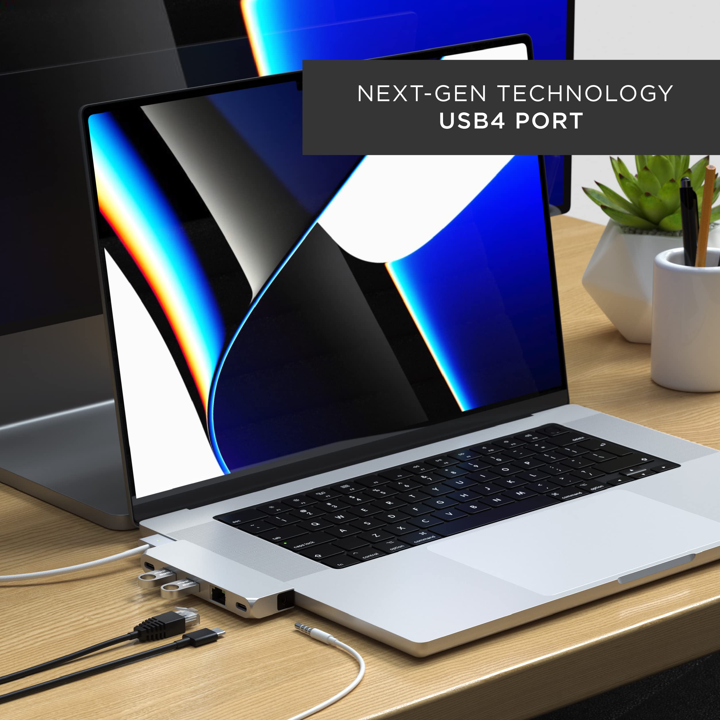 Satechi USB C Hub Multiport Adapter Pro Hub Mini, USBC Dongle with USB4 Port, USB C Data, 2 USB-A Data, Ethernet, Audio Jack, for MacBook Air/Pro M5/M4/M3/M2/M1 - Silver - Image 4