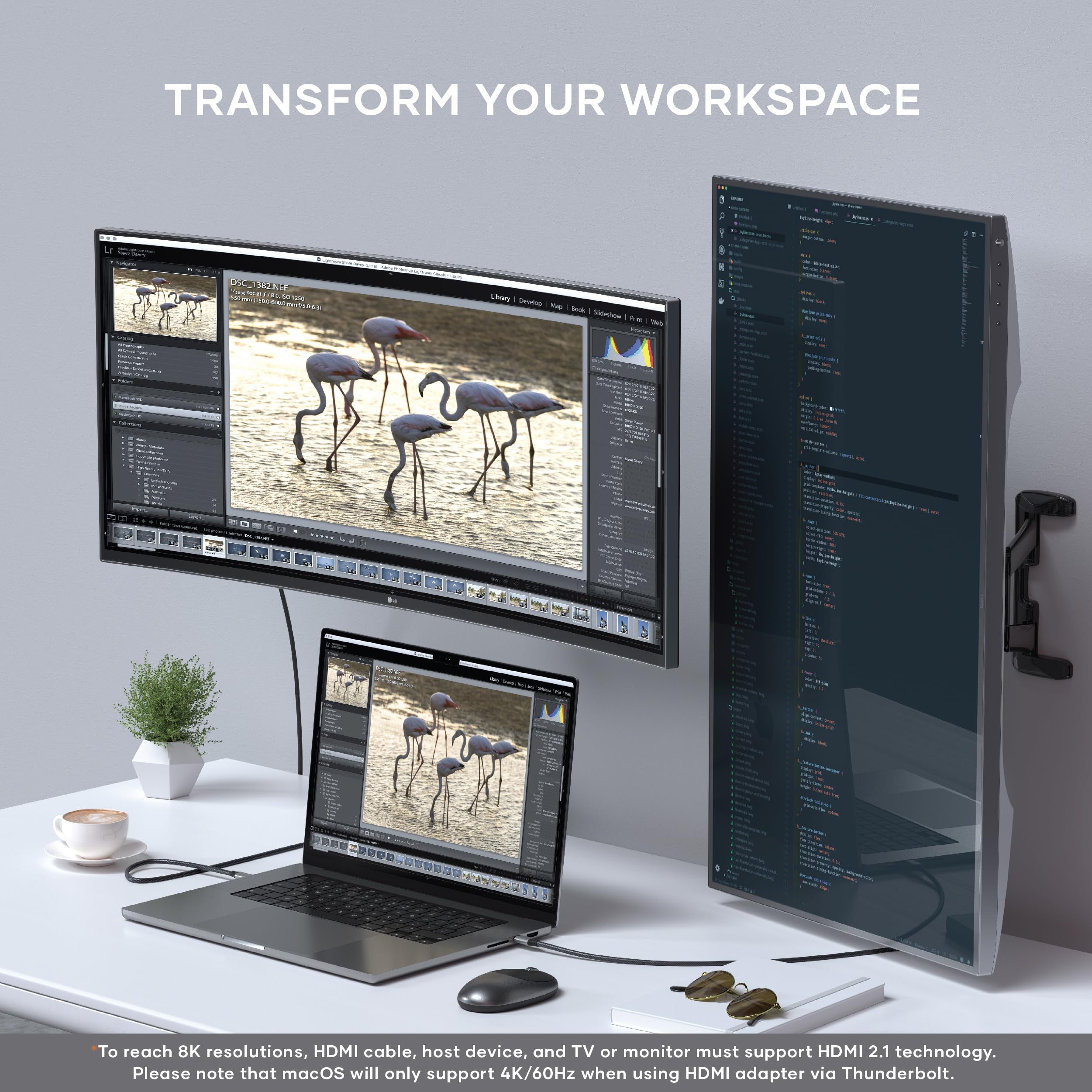 Satechi USB C to HDMI 2.1 8K Cable, with 8K @ 60Hz and 4K @ 120Hz, Type C to HDMI Cable, Thunderbolt 3/4 Compatible for MacBook Air/Pro M5/M4, iPad Air/Pro M5/M4, iPhone 17 and More (6.5 ft/2m) - Image 3