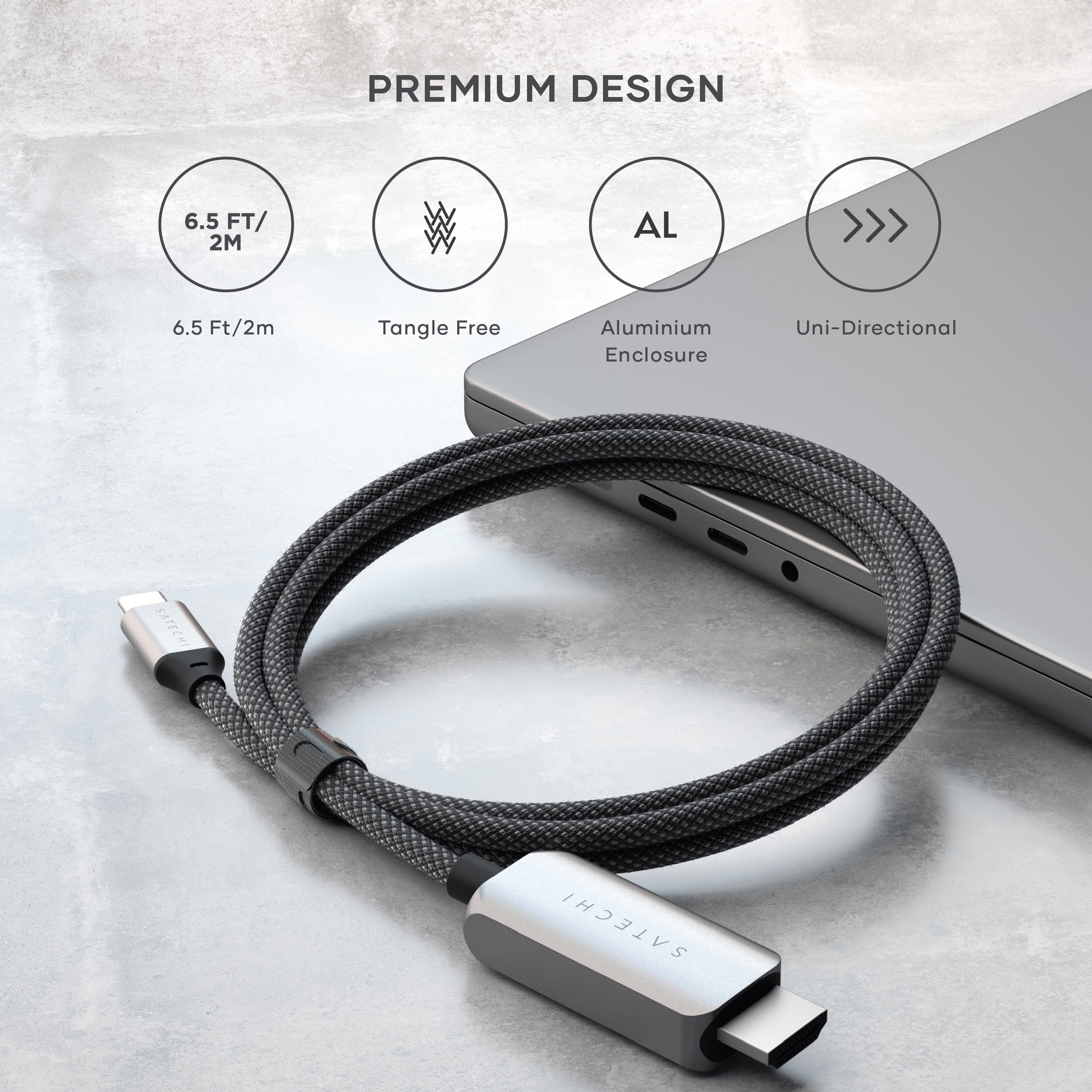 Satechi USB C to HDMI 2.1 8K Cable, with 8K @ 60Hz and 4K @ 120Hz, Type C to HDMI Cable, Thunderbolt 3/4 Compatible for MacBook Air/Pro M5/M4, iPad Air/Pro M5/M4, iPhone 17 and More (6.5 ft/2m) - Image 5
